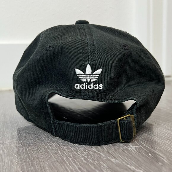 🧢 Adidas Originals Black Trefoil Logo Strapback Hat - Picture 3 of 8